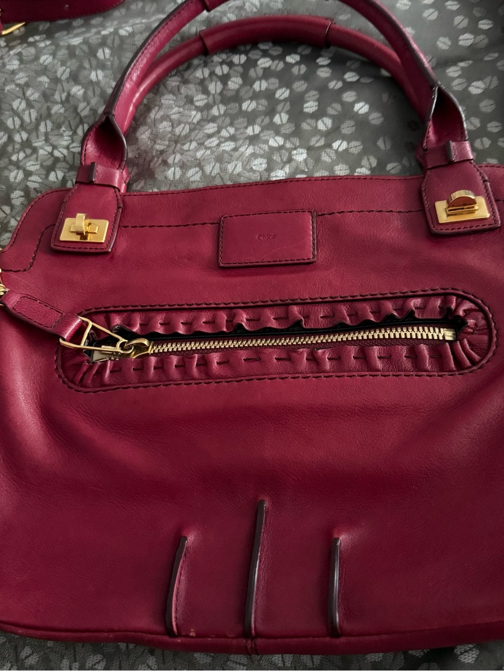 ❌❌❌SOLD❌❌❌ Chloe Burgundy Leather Shoulder Bag with Gold Hardware